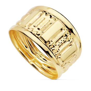 

18k solid gold ring rhombus carved maximum width head 13mm. [AC0092]