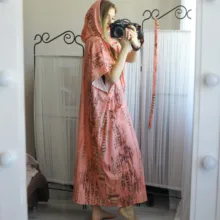 Summer Tunic Hooded-Beachwear Kaftan Bathing-Suit Cover-Up Beach-Dress Printed Bohemian