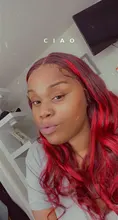 Topodmido 13x4 Color rojo del pelo humano del frente del cordón pelucas con minimechones resaltar el Color de cabello Remy brasileño peluca con malla frontal para las mujeres
