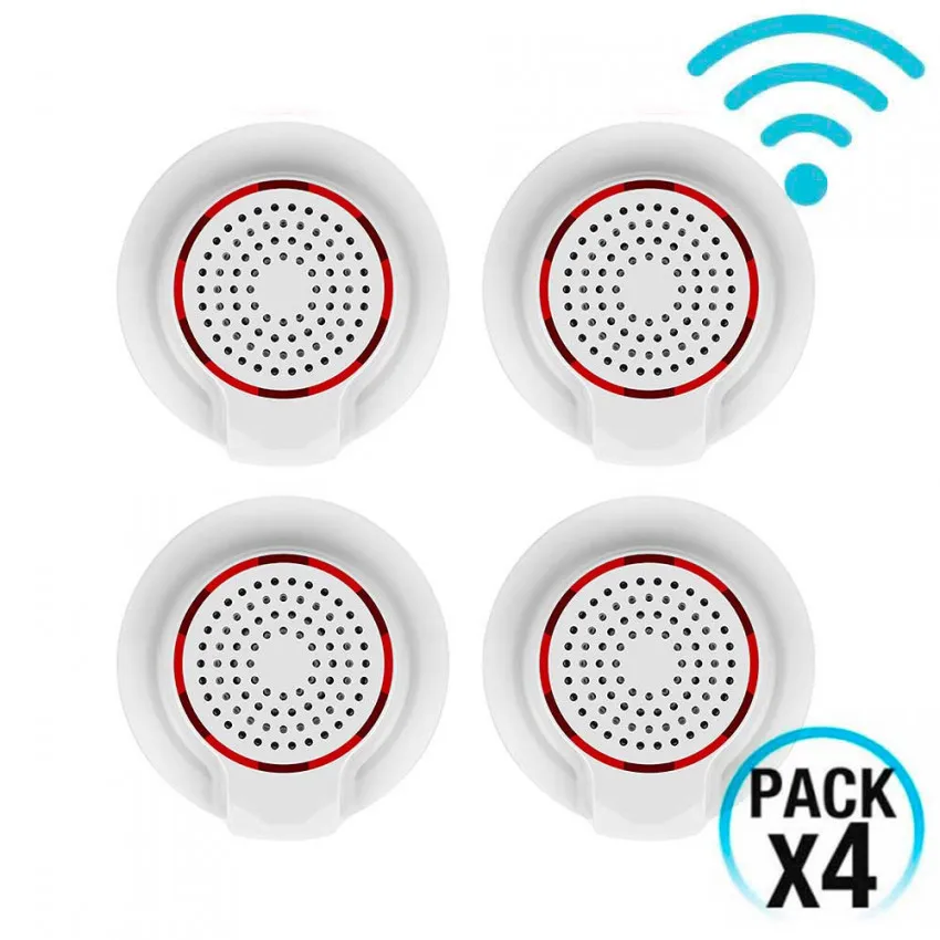  Pack 4 Sirens High Power WiFi for Sensors and Alarms via Smartphone/APP