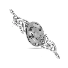 Брошь из серебра с Янтарная лагуна 7LBR382