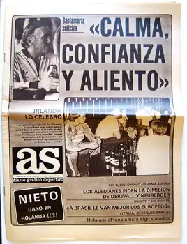 

Daily AS. N ° 4534. 27 June 1982. Santamaria. Menotti. Gentleman