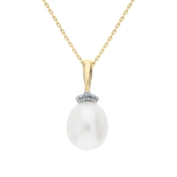 

Gold pendant with pearls cultured and diamonds sunlight sample 585 test