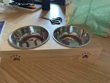 Drinking-Bowls-Combination Puppy TECHOME Bamboo-Frame Stainless-Steel/ceramic-Feeding