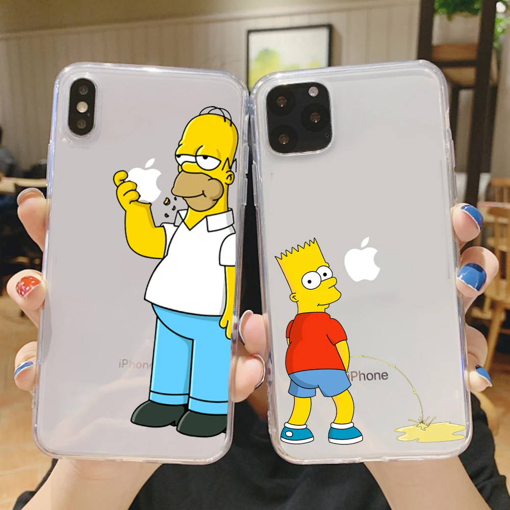 

Funny Simpson Eat apple LOGO Fashion soft silicone TPU Phone Cases Cover For iPhone 11 Pro MAX 5S 6 6SPlus 7 8Plus X XR XS MAX