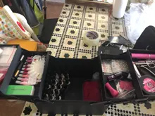 Bolsa de maquillaje de mano de gran capacidad multicapa, kit de herramientas de bordado para manicura y peluquería, estuche de almacenamiento de cosméticos, bolsa de aseo