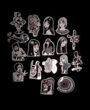 Pegatina de cómic de Horror para monopatín, adhesivo impermeable de Anime japonés Tomie, para equipaje y portátil, color blanco y negro, 10/21/49/50/56 Uds.