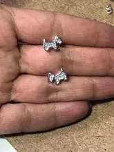 WYEAIIR-pendientes de plata de ley 925 con forma de perro, pendientes con cierre de tuerca, con diseño de perro cachorro, de circón delicado