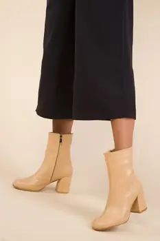 

Soho Women Fashion Ankle Boots Female Zip Pointed Toe Footwear Thick High Heels Boot Ladies Simple Leather Shoes 13671