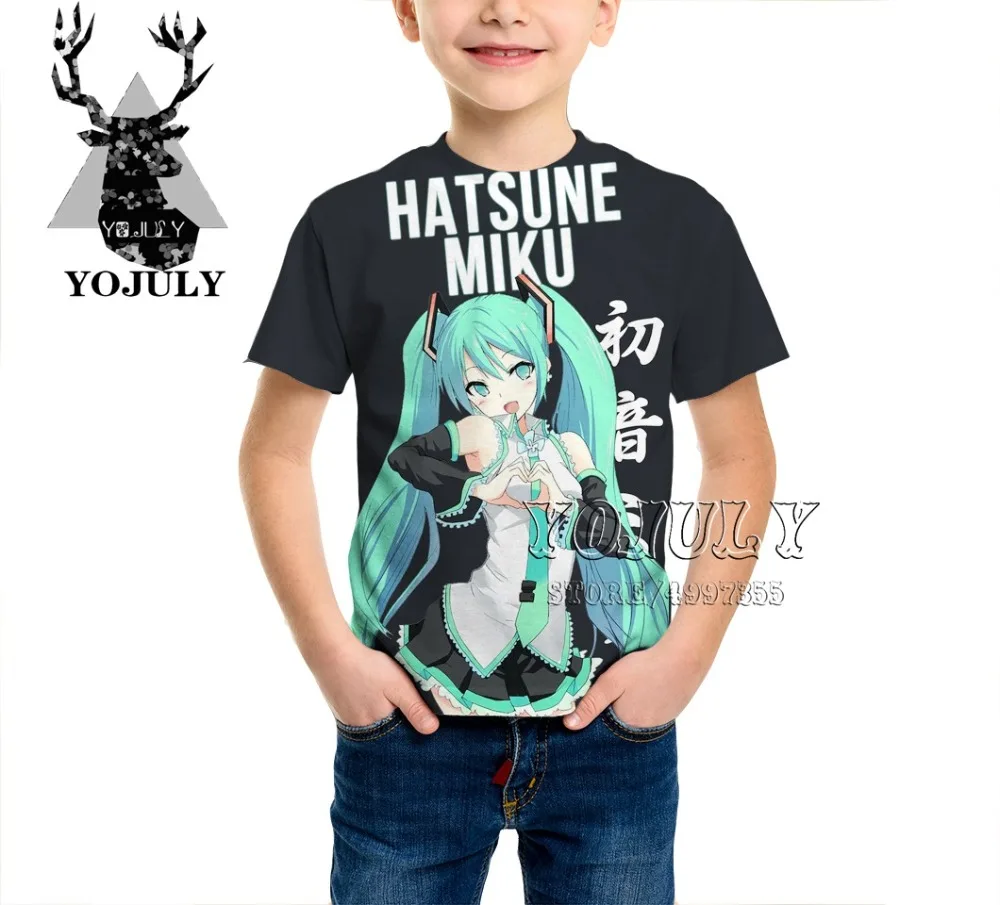 YOJULY Hatsune Miku Harajuku/детская одежда с 3d принтом для маленьких мальчиков и девочек-подростков детская футболка модные футболки для певицы Modis A479