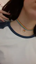 1 PC nuevo de poliéster de moda Arco Iris gargantilla collar de la joyería de las mujeres Multicolor 30cm (6/8 ) de largo