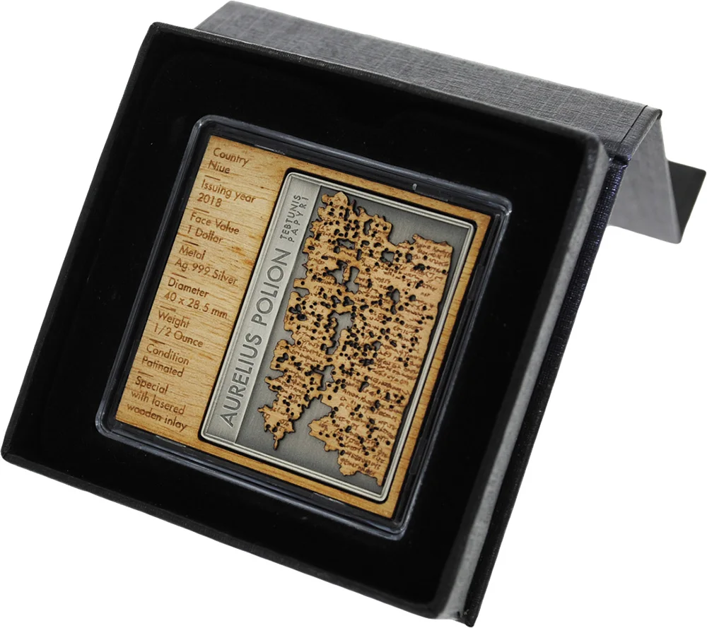 AURELIUS POLION Tebtunis Papyri Серебряная монета 1$ Niue