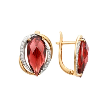 

Gold earrings with rubies and cubic zirconia sunlight sample 585