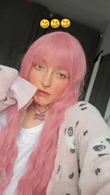 MSIWIGS peluca sintética de mujer, largo ondulado, rubio, Con flequillo, Gris, Rosa, peluca de Cosplay del pelo de chica, resistente al calor