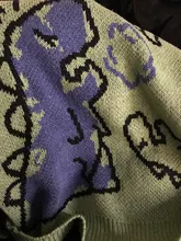 Suéter de moda Harajuku para hombre, ropa informal estilo Hip Hop, jersey de dibujos animados de dinosaurios, cuello redondo, suéteres de pareja informales de gran tamaño