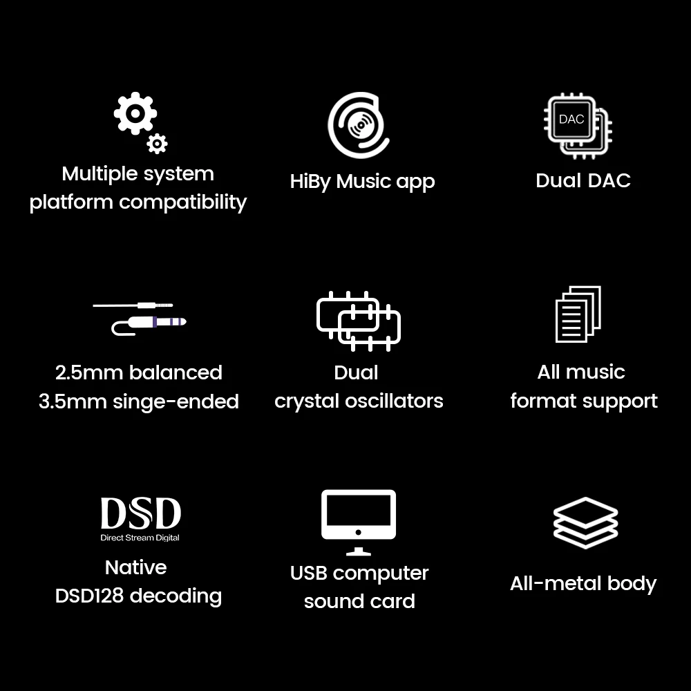 Amplificador de Auscultadores Saída para Windows Hiby Decodificação Deskstop Dac Áudio Dsd128 3.5 - 2.5mm Android Ios Macos Smartphones Fd1 Usb - Image 3