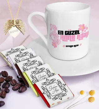 

Personalized Beautiful the Expectant Mother Coffee cup Chocolate Angel Wing Necklace Seti-3