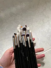 Conjunto de negras brochas maquillaje BEILI, brochas profesionales de pelo Natural de cabra, brochas para base de maquillaje en polvo, brochas para mezclar ojos y maquillaje