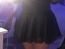 Mini Skirts Outfits Lace A-Line Pleated Patchwork Streetwear Goth-Dark Black High-Waist