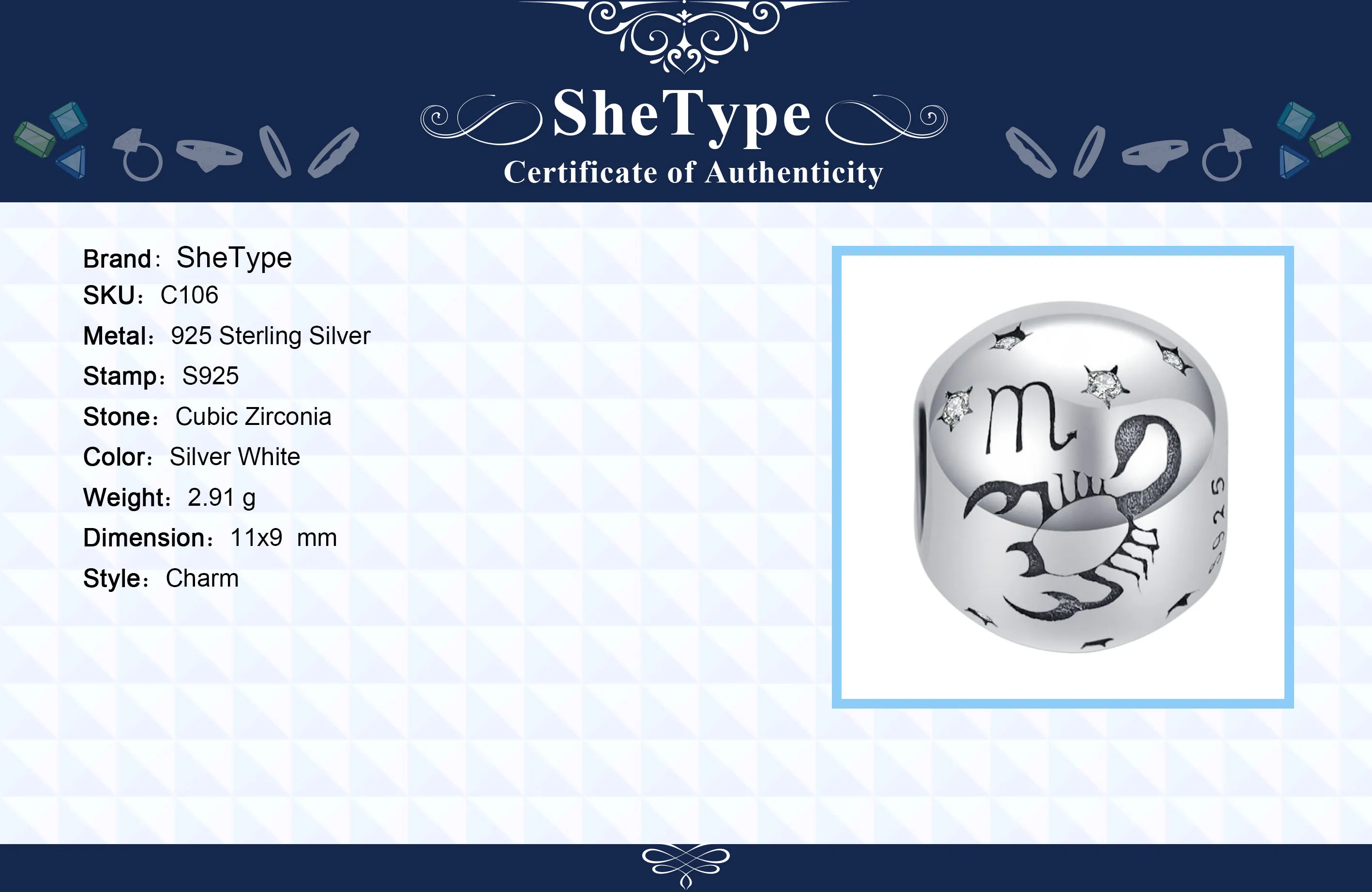 SheType 2,8 г, круглые бусины с изображением созвездия для женщин, ювелирные изделия Scoripo, очаровательные прозрачные звезды, 925 Твердое Стерлинговое Серебро