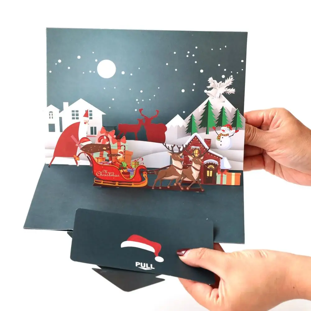  3D Pop Up Merry Christmas Gifts Cards 10 Pcs with Envelope for Party Invitation All Occasion Custom - 32947661429