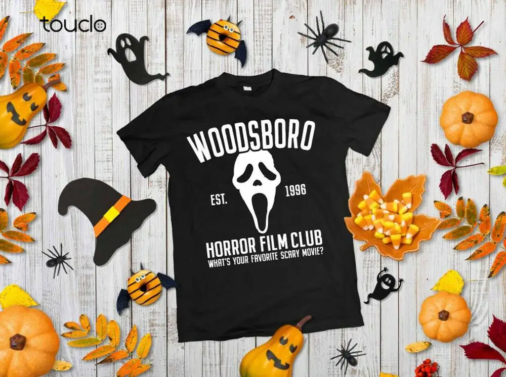 Woodsboro Клубная футболка из фильма ужасов-забавная с изображением лица охоты и