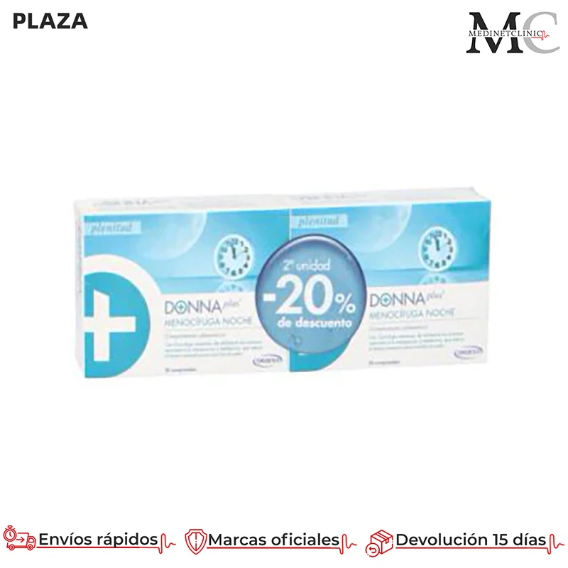 Donna Plus, Menocifuge Night, Confezione Da 2 Unità, Vitamine B6, B9, B12, Azione Relax, Azione Osteo, Azione Energetica, 30 Compresse