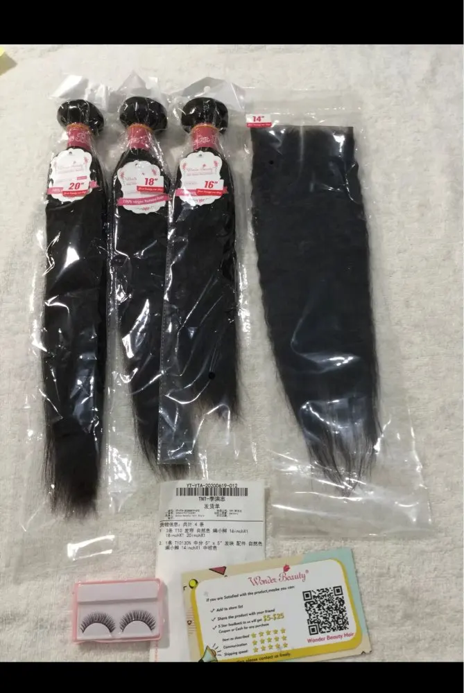 Kinky Straight Brazilian Hair Bundles With Closure photo review