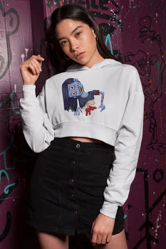 

Angemiel Wear Dead Girl White Short Hooded Sweatshirt