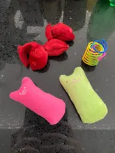 3 unids/lote de falsa ratón Gato mordida de peluche juguetes de peluche de la bola del arco iris juguete Cayts Mini divertido juguetes para gatos gatito