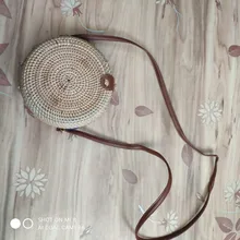 Gusure-Bolso de mimbre tejido para mujer, bandoleras cruzadas hechas a mano de verano para la playa, pequeñas, de hombro redondo de paja