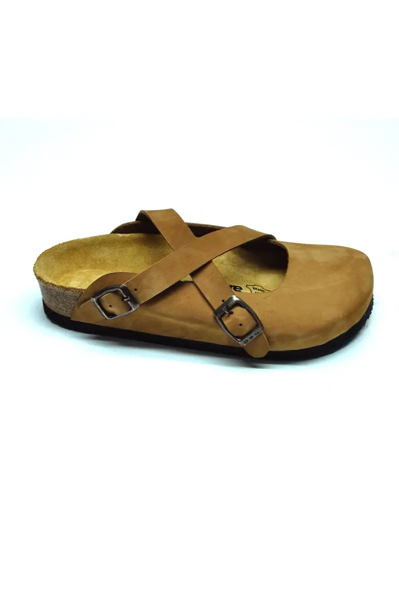 

NILDA Sand Clogs Anatomical Natural Cork Sole Real Leather Women Sandals