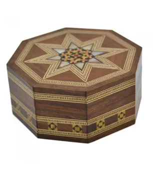 

Octagonal Box Syrup Taracea - Mosaic Design - Model Al Raqa - 9 cm