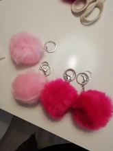 LLavero de piel falsa de 8cm para automóvil, llavero para automóvil con pompón, cadenas de color plateado, pompones, imitación de piel de zorro y conejo, 1 Uds.