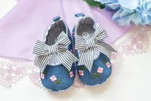 Nueva flor de impresión arcos grandes zapatos de chica de bebé de algodón suave bebé recién nacido en primer lugar los caminantes zapatos con pajarita para niños para niñas