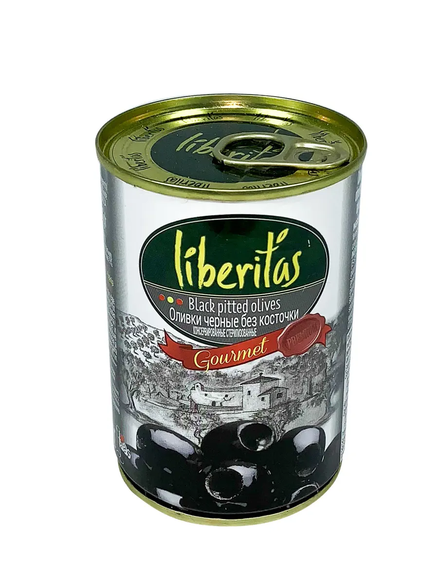 Оливки Liberitas черные без косточек 0.300 мл. / 280 гр. маслины жестяная банка продукты