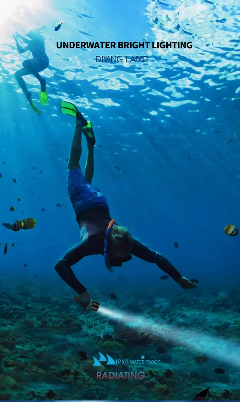 Scuba Diving Headlamp - 2000 Lumen Rechargeable Dive Light, IPX8 Waterproof With 3 Modes For Snorkeling & Caving