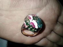 Joyería de estilo Retro dorado para mujer, anillo pintado a mano con aceite, joyería