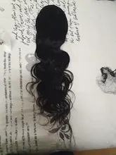 Aliballad-coleta ondulada de agua con cordón, cabello humano brasileño con Clip Afro, 4 peines, Ondulado Natural Remy