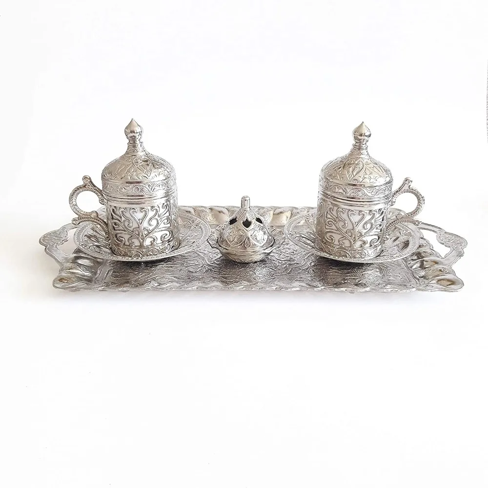 3- Set of 2 Copper Ottoman Turkish Coffee Cups Set Made in Turkey Arabic Coffee Cup Set Anatolian Turkish Coffe Cup Set Traditional