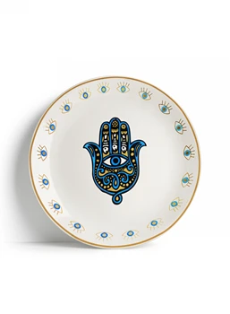 

Fatima's Hand Special Design Evil Eye Gold Gilded Dinner Plate
