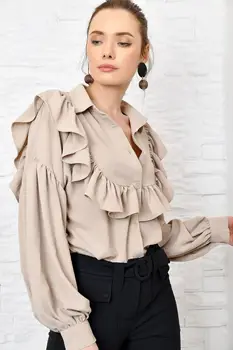 

Trend Alacati Style Women Colar Flounces Aerobın Shirt ALC-X3626