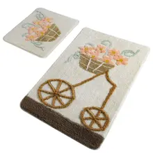 Коврики для ванной нескользящие Противоскользящие коврики противоскользящие Alacati Salmon 2'Li набор 60X100 см-50X60 см