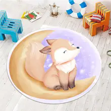 Else коричневая лиса на желтой Луне 3d узор принт противоскользящие сзади круглые ковры области ковры для детей Детская комната