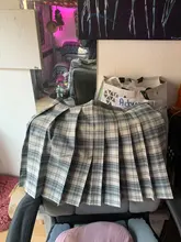 Púrpura de las mujeres Goth negro a cuadros plisado falda Glir alta cintura Mini faldas Sexy Escuela Japonesa Harajuku Anime Cosplay traje de marinero