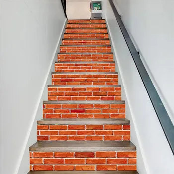 

Red Brick Retro Stair Decals Creative Adhesive Waterproof 3D DIY Murals Vinyl Escalier Stickers Living Room House Decor Art Step