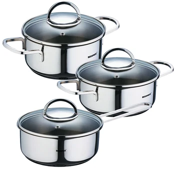 

Set BERGNER Pans and Bucket in stainless steel with glass top tops fit for Induction collection Classic