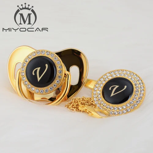 LV-8 6-18M MIYOCAR имя инициалы буквы V элегантная Серебряная пустышка и пустышка зажим BPA бесплатно пустышка bling уникальный дизайн SGS пройти LV - Цвет: LV-8 6-18M