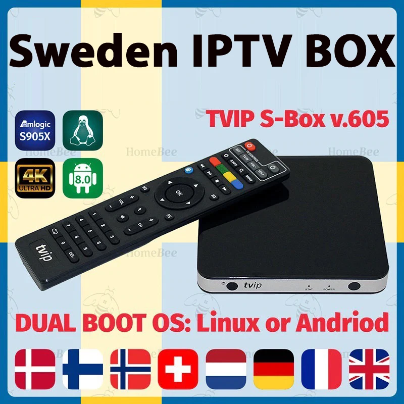 Швеция IP TV BOX OS Android & Linux 2 4G/5G WiFi Европа для Швеции Норвегия Финляндия Dennmark