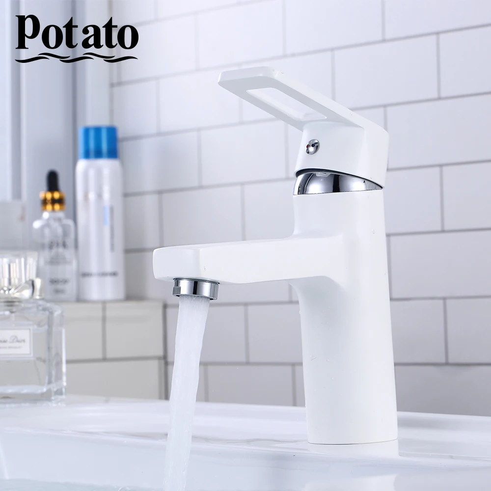 

Potato Filter Fashion Style Home Multi-color Bath Basin Faucet Cold and Hot Water Taps black White bathroom mixer p1030-6-7